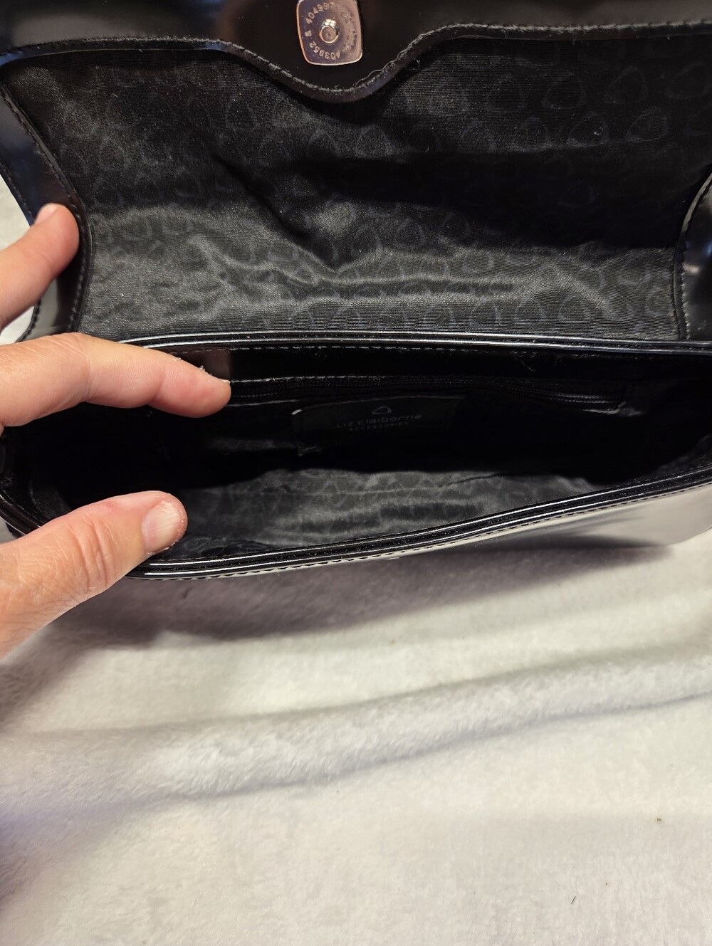 Vintage Liz Claiborne Black Shoulder Bag - 90s Baguette Style - Picture 4 of 7